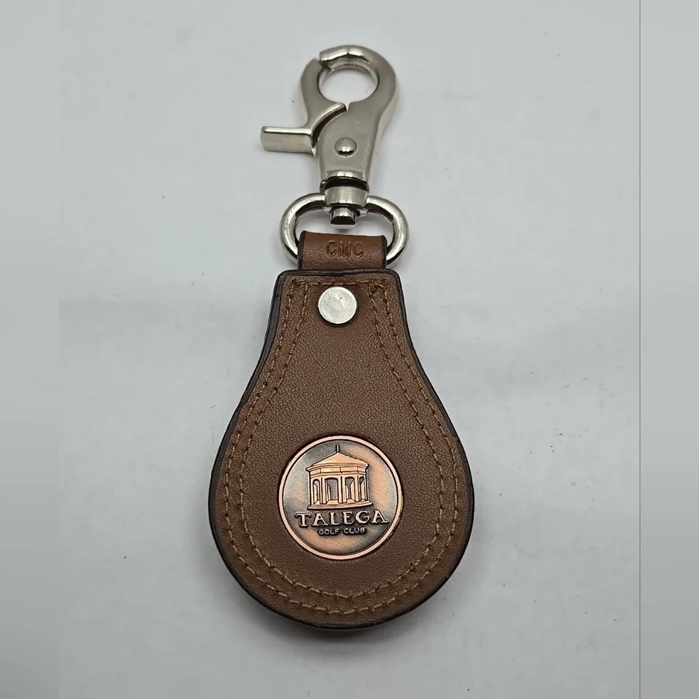 CMC Talega Golf Club Clip On Watch Bag Tag Silver Tone Brown Leather New Battery